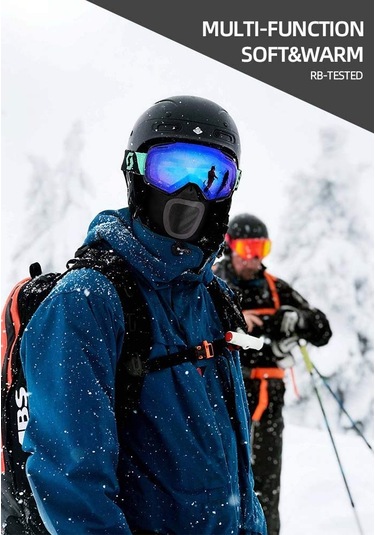 Rockbros Kış Kar Maskesi - Yüz Maskesi Nefes Alabili - Bisiklet, Siyah