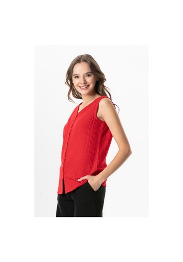 Kolsuz Melis Yazlık Müslin Bluz Kırmızı Krmz Kırmızı
