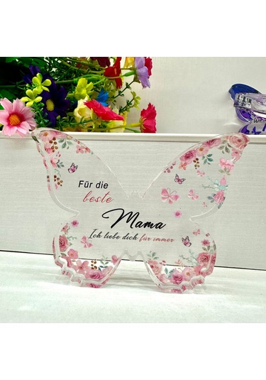 Dianziye Annem Günü Özel Akrilik Kelebek Dekoratif Masaüstü Figürü - Sevgi İçin Yenilikçi Hediyelik 12.7x9.5x1.5cm Dayanıklı Malzeme