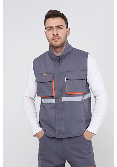 Uniprom Yelek 4 Cepli  Kumaş Yazlık Gri