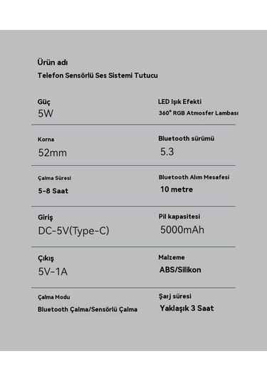 Endüksiyonlu Cep Telefonu Tutucu Güç Bankası Bluetooth Hoparlör