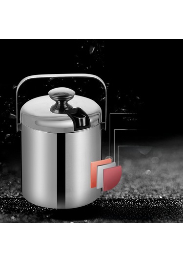 Teltree 304 Çelik İçten Kapaklı 1.3l Çift Katlı Buzluk, Taşınabilir El Tuttuğu İle Şampanya/sekerleme, Otel Ve Partiler İçin Diğer