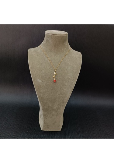 925 Ayar Gümüş Gül Modelli Harika Tasarım Altın Kaplama Kolye Gümüş