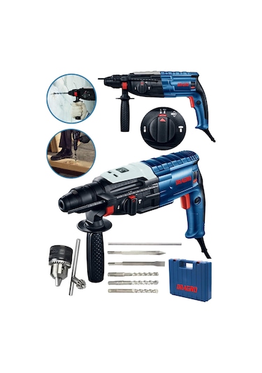 Dragro DRG-krc4200 Gri 4200 W Kırıcı Delici 5.0 J- Metal Dişli Şanzıman Hilti Darbeli 5 Uç 28 Mm