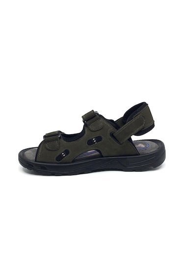 Coppo %100 Nubuk Deri Ortopedik Yazlık Rahat Erkek Ayarlanabilir Sandalet Terlik Yeni Sezon 40-47 Haki Nubuk