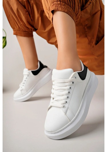 Luis A Costa Lc101 Beyaz Arka Siyah Bağcıklı Kadın Ayakkabı Renkli