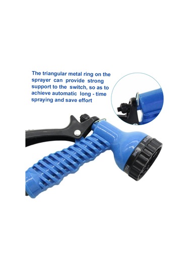 Symbee Mavi 25ft Genişletilebilir Su Hortumu, 7 Farklı Sprey Moduyla Araba Yıkama, Bahçe Sulama Ve Temizlik Mavi