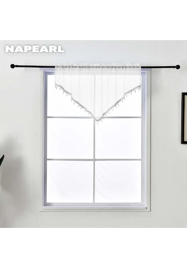 Beyaz 1 Adet Napearl Şeker Renkler Dekoratif Saçak Perde Sırf Mutfak Yatak Odası Pencere Kısa Tül Perde Ev Dekor İçin