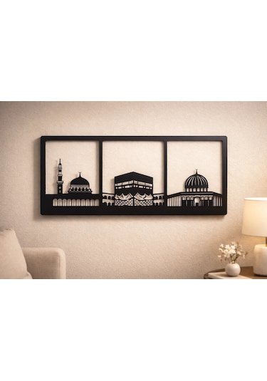 Kabe Mescid-i Nebevi Mescid-i Aksa Metal İslami Duvar Tablosu
