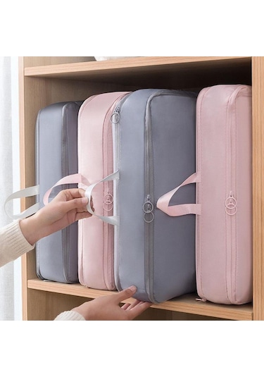 Homyl Yorgan Saklama Çantası Kendini Sıkıştırma Mavi