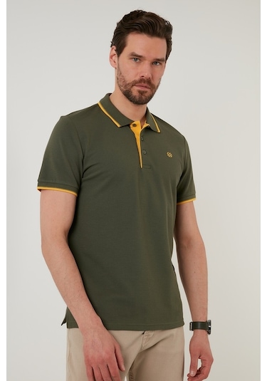 Buratti % 100 Pamuk Düğmeli Regular Fit Erkek Polo Yaka T Shirt 5902118 Haki-Sari