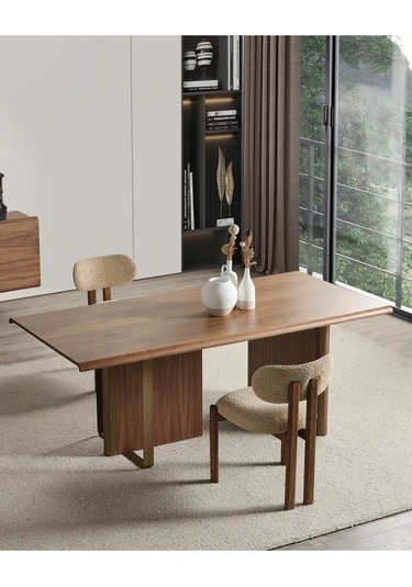 Efsun Yemek Odası Takımı Yemek Masası + 4 Adet Sandalye Kahverengi