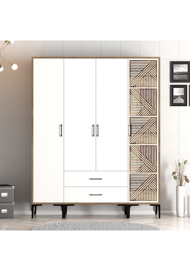 Variant Kumsal 4 Kapılı Stp Gardrop - Ceviz / Beyaz