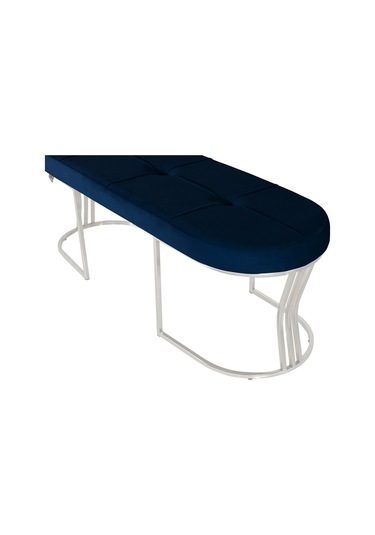 Viego Silver Collection- Mavi Kapitoneli Chester Model Puf & Bench & Koltuk & Uzun Makyaj Puff & Yatak Ucu