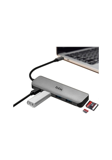 Bix Type-C Usb 3.0 Pd Kart Okuyucu 3 Portlu Çoklayıcı Hub