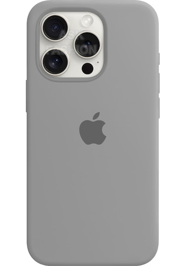 Apple Uyumlu iPhone 15 Pro Max Logolu Kılıf Lansman Silikon Kılıf - Gri