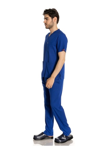 Unisex Likralı Saks Mavi Doktor / Hemşire Forması