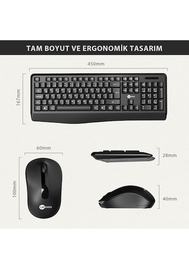 Lecoo KW211 Kablosuz Türkçe Q Klavye & Mouse Set