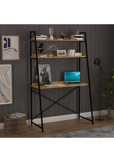Metal Kitaplıklı Çalışma Masası-metalkçm01-petra Petra