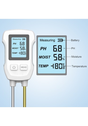 Skycity Toprak Ph, Nem Ve Sıcaklık Test Cihazı - Çift İğne Yüksek Hassasiyetli - Bahçe, Saksı Bitkileri İçin Lcd Ekranlı Ölçüm Aleti