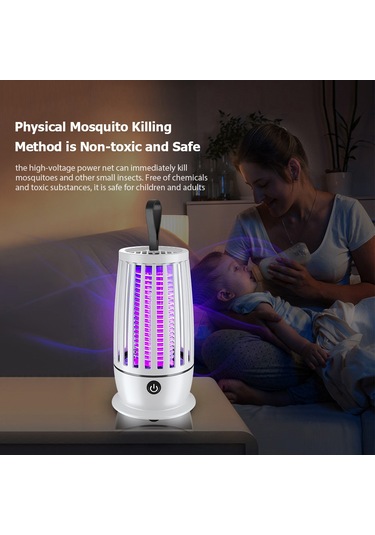 Teltree Usb Şarjlı Taşınabilir Led Sivrisinek Öldürücü Ve Gece Lambası, Dahili Lityum Pil, Beyaz Renk Beyaz