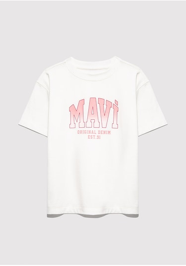 Mavi - Mavi Logo Baskılı Ekru Tişört 7610386-70057 Ekru