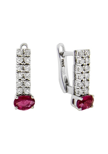 0,99 Ct Pırlantalı Yakut Küpe