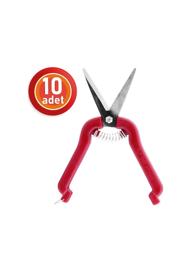 10 Adet Akman Narenciye Üzüm Çiçek Bağ Dal Budama Makası Düz Uçlu