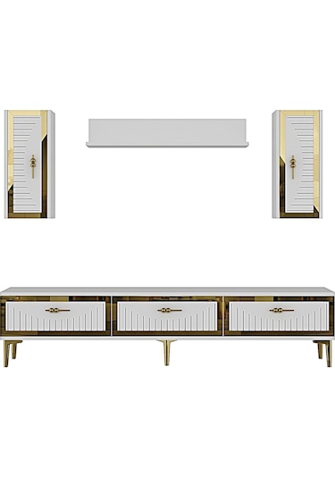 Tvr1801b - Tuna Tv Ünitesi Beyaz Gold 180cm Beyaz