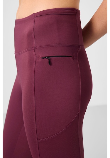 Bordo Esnek Standart Fit Performans Kadın Tayt - 94667 Bordo