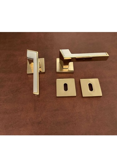 Albatros Gold Kare Rozetli Oda Kapı Kolu Koldoor 4 Takım