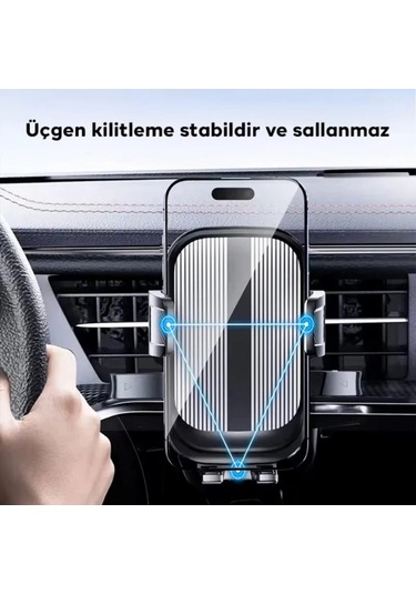 Polham Yuvarlak Havalandırma Uyumlu Araç İçi Telefon Tutucu, Sarsılmaz, Titremez, Mercedes, Audi Uym