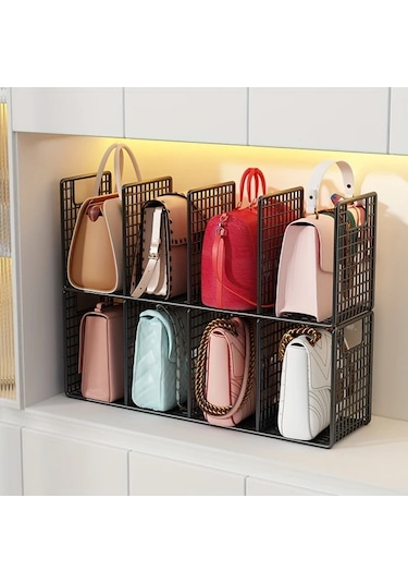 Fochsia Beyaz 3 Katlı Metal Çanta Ve Aksesuar Depolama Askılı Raf Ve Çekmeceli Stackable Düzenleyici Ahşap