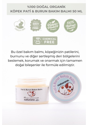 Naturana Doğal Organik Köpek Pati & Burun Bakım Onarım Koruma Balmı 50 ML