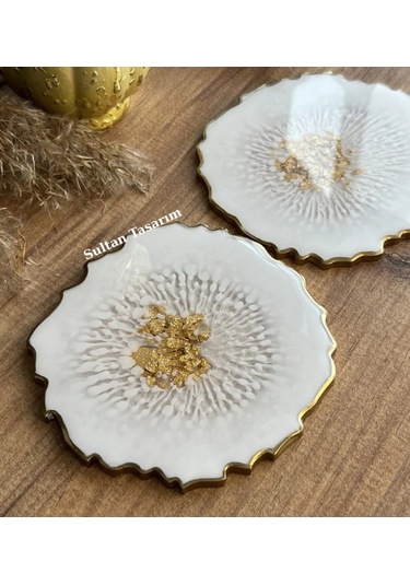 Tekli Epoksi Bardak Altlığı - 114 Beyaz