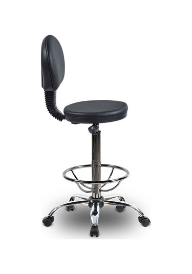 Ofiscombin Döner Tekerli Metal Ayak Arkalıklı Yüksek Bar Tabure Sandalyesi Siyah Deri 00047499850 Ofiscombin Döner Tekerli Metal Ayak Arkalıklı Yüksek Bar Tabure Sandalyesi Siyah Deri 00047499850