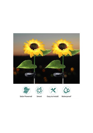 Qingmipy 2'li Ayçiçeği Şekilli Güneş Enerjili Bahçe Aydınlatma Lambaları, Otomatik Açma/kapama, Su Geçirmez, Patio Ve Çim Alanlar İçin Dekoratif Aydınlatma Ilık Beyaz