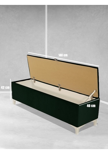 Vetra V2 Sandıklı Puf  Yeşil Dilimli Model Sandıklı Bench Puf - Sandıklı Yatak Ucu Bankı