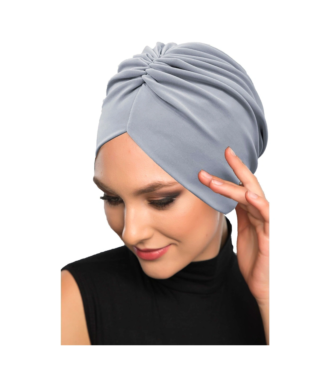 Büzme Çift Taraflı Açık Gri Hazır Türban Tesettür Havuz Bonesi Açık Gri