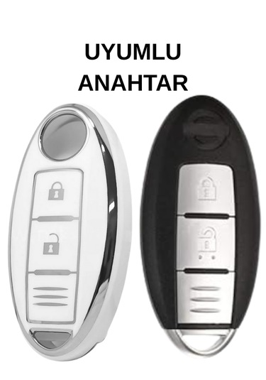 Nissan Qasqhai J10 J11 Micra Note Pathfinder Juke Xtrail Infinity 3 Buton Nano Anahtar Kılıfı Beyaz