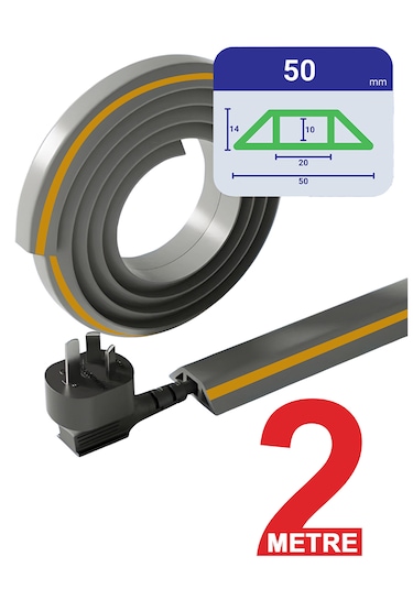 Greentech Esnek Kablo Kanalı Şeritli Gri / Gt-kk09