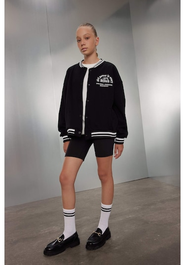 Defacto Kız Çocuk Kolej Yaka Kalın Kumaş İçi Yumuşak Tüylü Bomber Hırka A4816A824AUBK81 Siyah Defacto Kız Çocuk Kolej Yaka Kalın Kumaş İçi Yumuşak Tüylü Bomber Hırka A4816A824AUBK81 Siyah