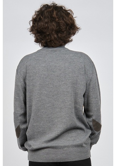 Mısırlı Erkek Tam Balıkçı Çizgili Yün Kazak 3869077 Gri Gri