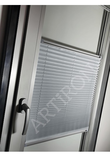 Artiron Cam Balkon Ve Ofis Perdesi Plise Perde Katlanır Perde Vidalı Sistem Açık Gri