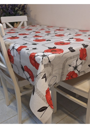 Elyaflı Pvc Muşamba - Desenli Silinebilir Masa Örtüsü Turuncu 140