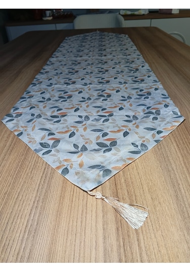 Qulothes Pamuklu Polyester Baskılı Kumaş Özel Püsküllü Zikzak Dikiş Runner Çok Renkli