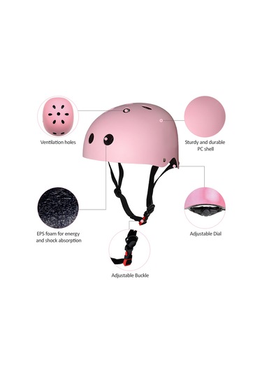 Yuntech01 Pembe Kaykay Kaskı M Boy 54-57cm - Abs+eps Malzeme İle Koruma Sağlar Pembe