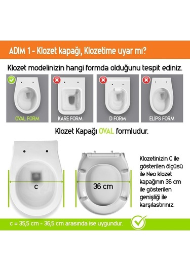 Akdeniz Uyumlu Yavaş Kapanır Klozet Kapağı Sök Tak Özellikli Thermoplast