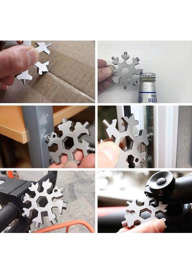 Mucit Home 19 In 1 Çok Fonksiyonlu Çelik Alyan Tornavida Açacak Kar Tanesi Anahtarlık