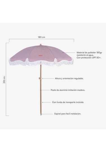 Flamingueo Marion Plaj Ve Bahçe Şemsiyesi Bordo Bordo